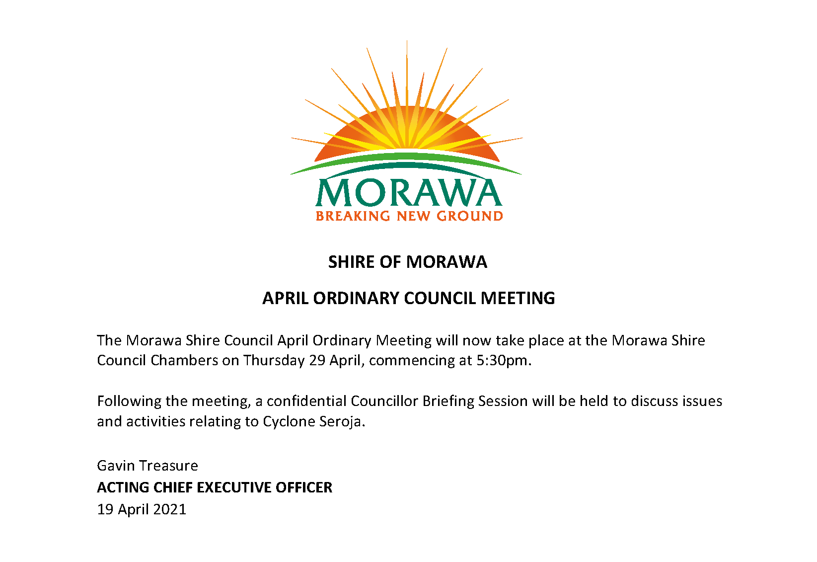 News Story - April Ordinary Council Meeting » Shire of Morawa