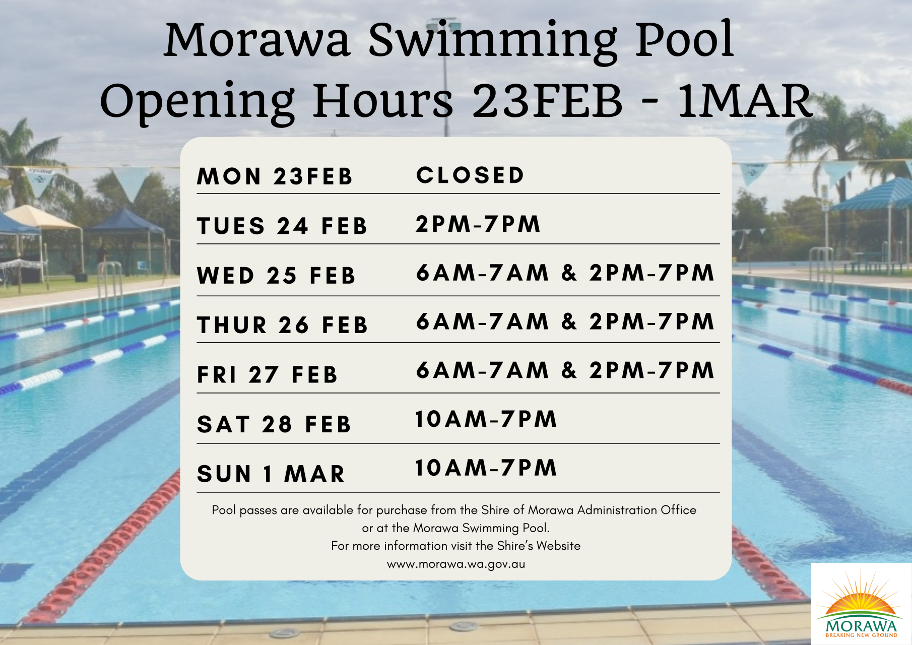 Temporary Pool Hours