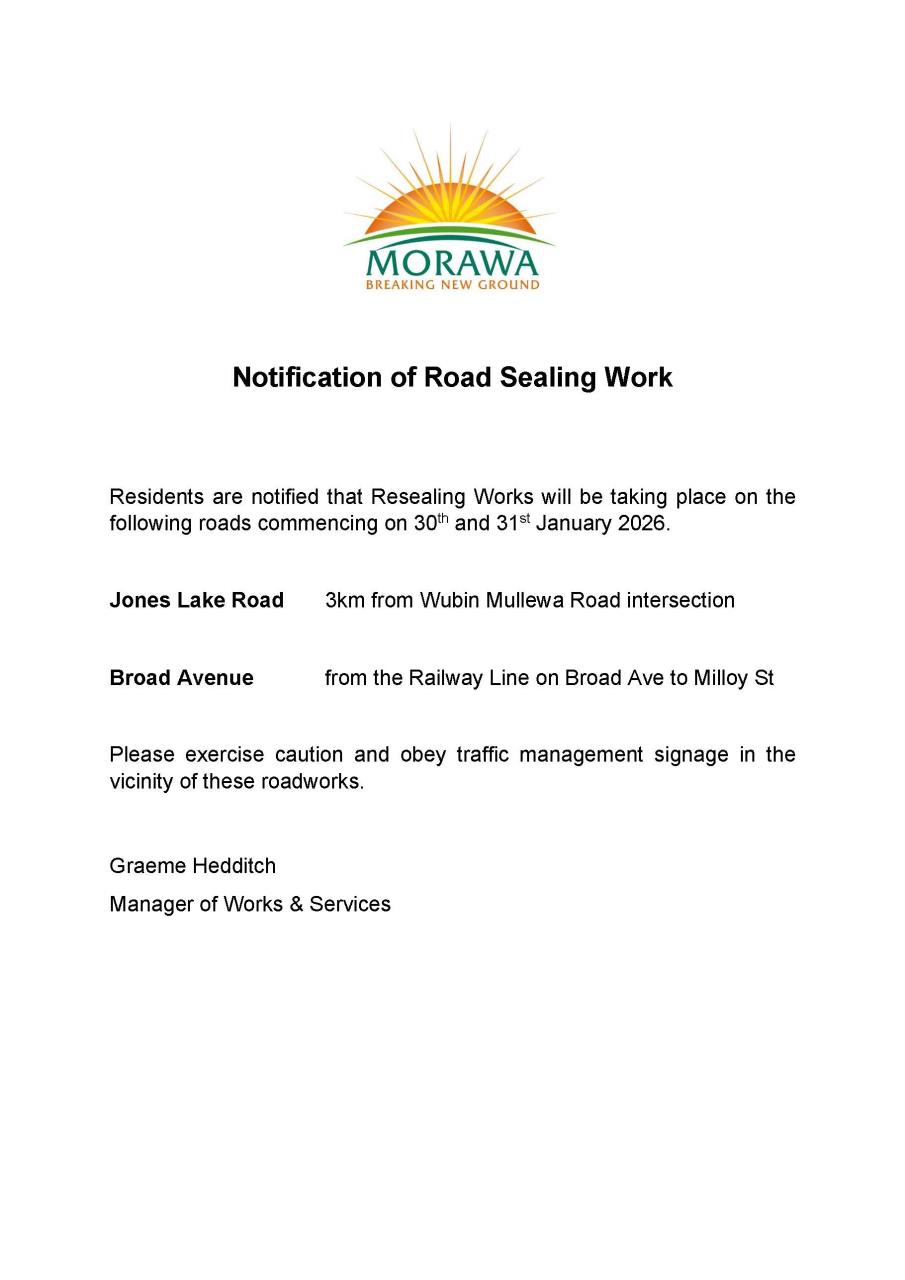 Notice of Resealing Works 2026