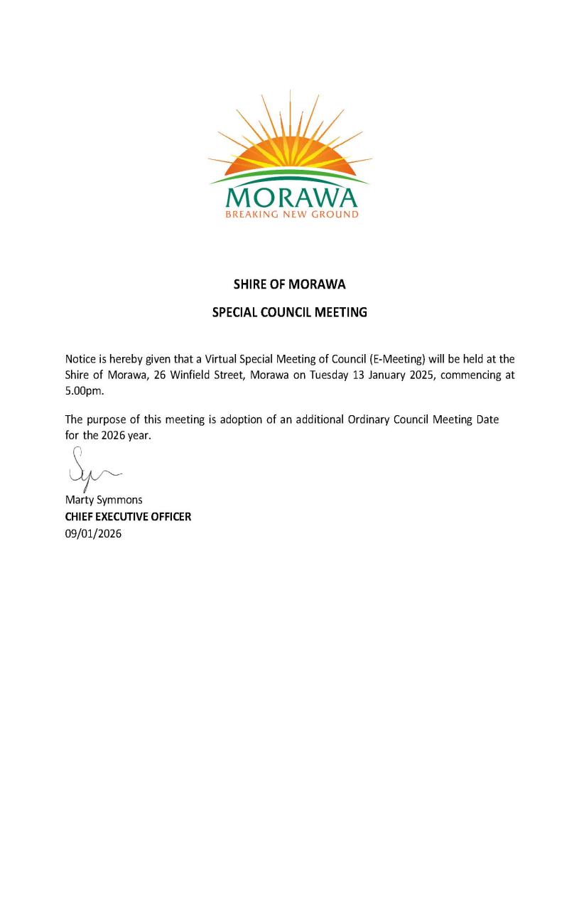 Notice of Special Council Meeting