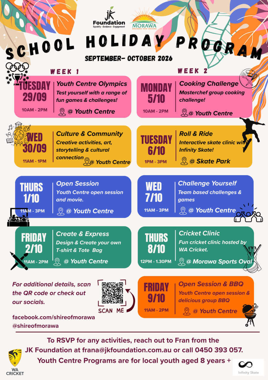Youth Centre School Holiday Program Flyer